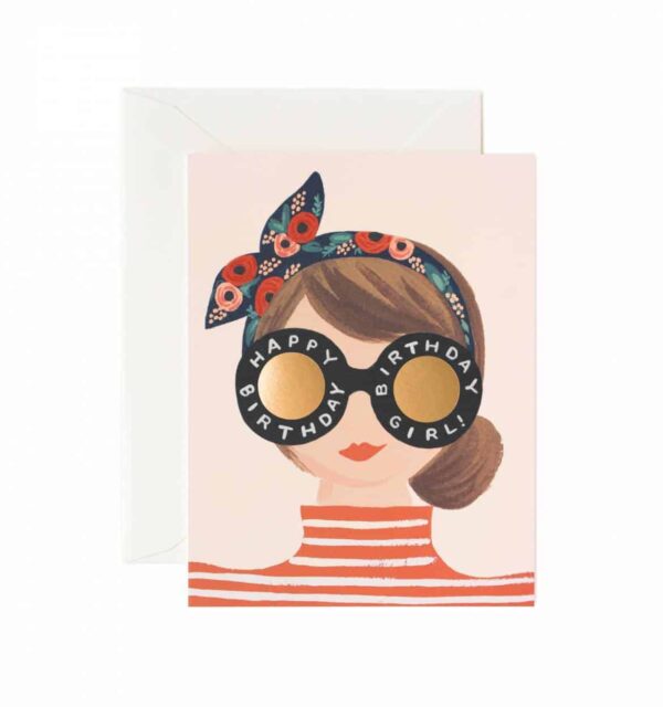 Carte Fille à Lunettes Happy Birthday