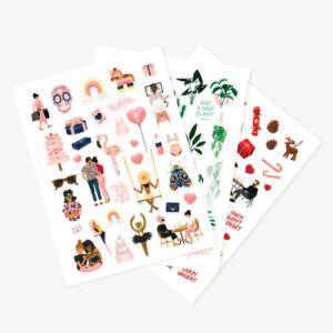Set de trois fiches de stickers